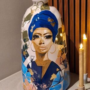 Handbeschilderde portretvaas Fer (dame)