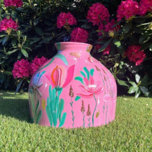 Handbeschilderde vaas Lux roze